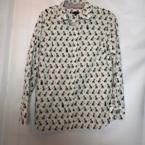 Talbots Women's Button Down Shirt Boston Terrier Frenchie Print L/S Small Animal